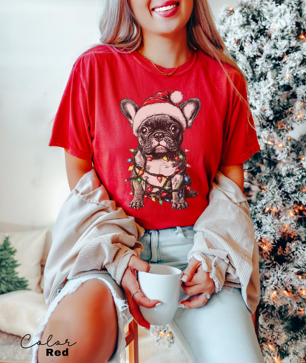 Comfort Colors® French BullDog Christmas shirt, French Bulldog gift, French Bulldog Christmas, Frenchie dog shirt, French Bulldog owner