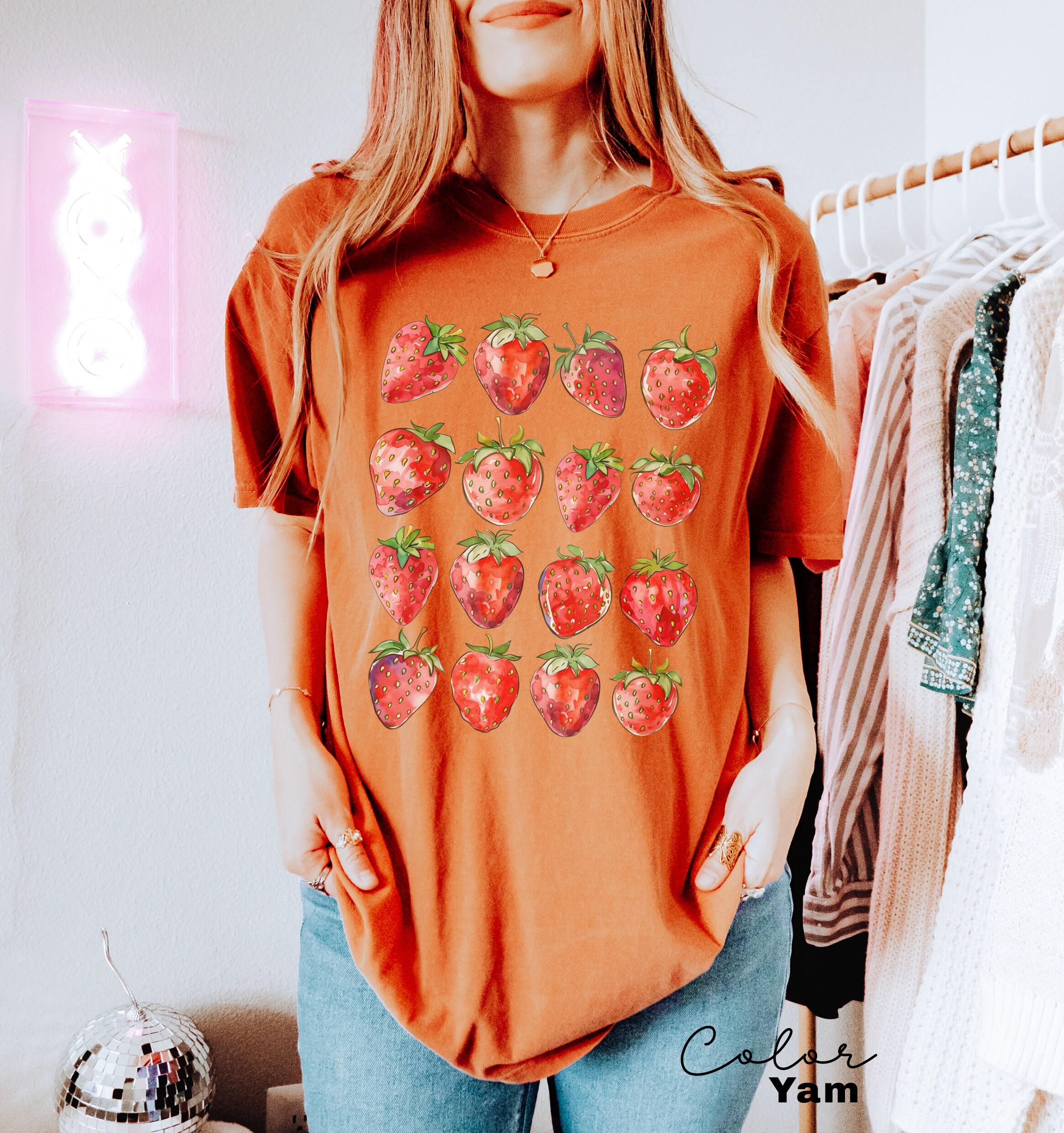 Strawberry Shirt, Fruit Shirt, Cottagecore Berries Tshirt, Strawberry Aesthetic, Botanical Garden, Beach Vacation, Cute Tropical Summer Tee