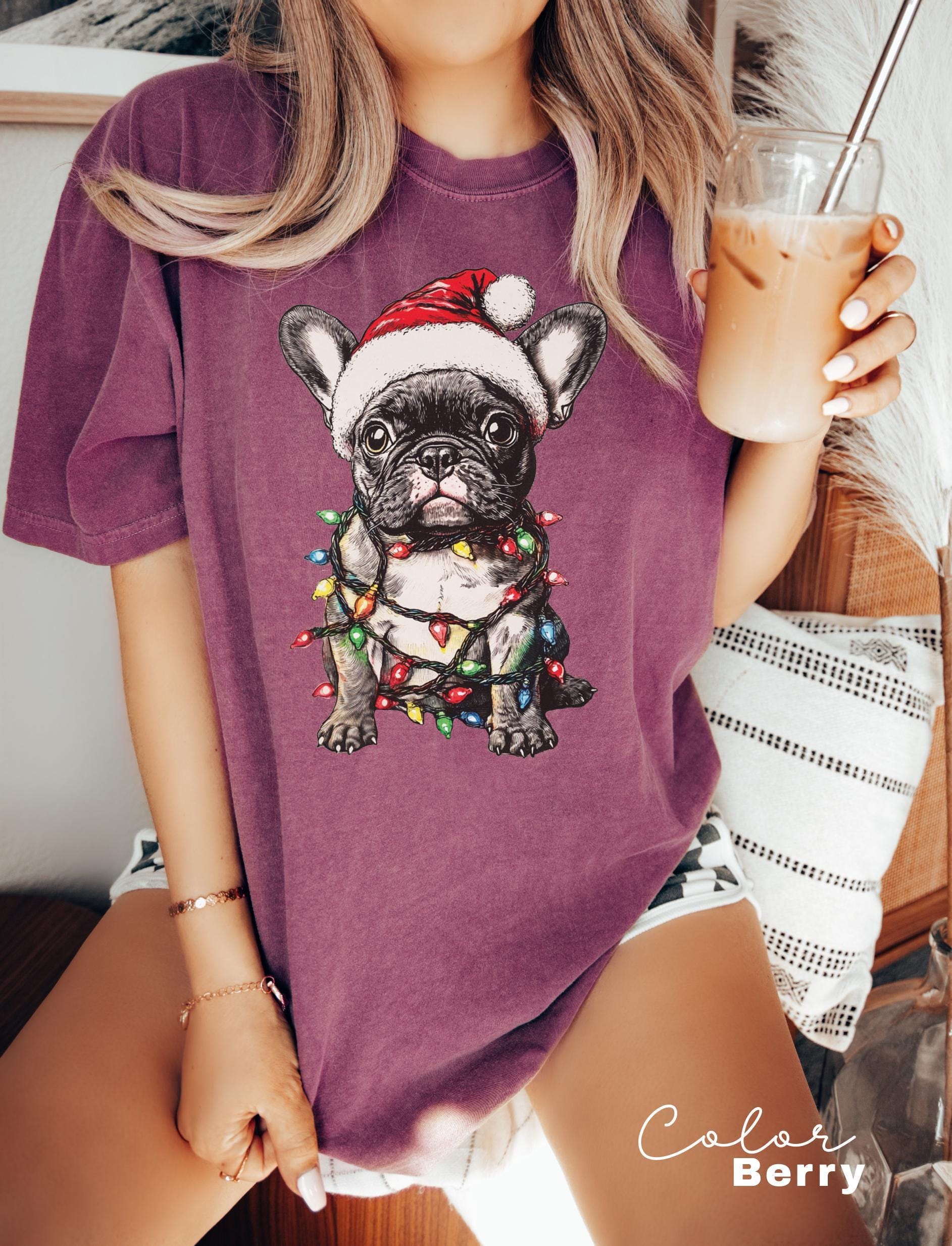 Comfort Colors® French BullDog Christmas shirt, French Bulldog gift, French Bulldog Christmas, Frenchie dog shirt, French Bulldog owner