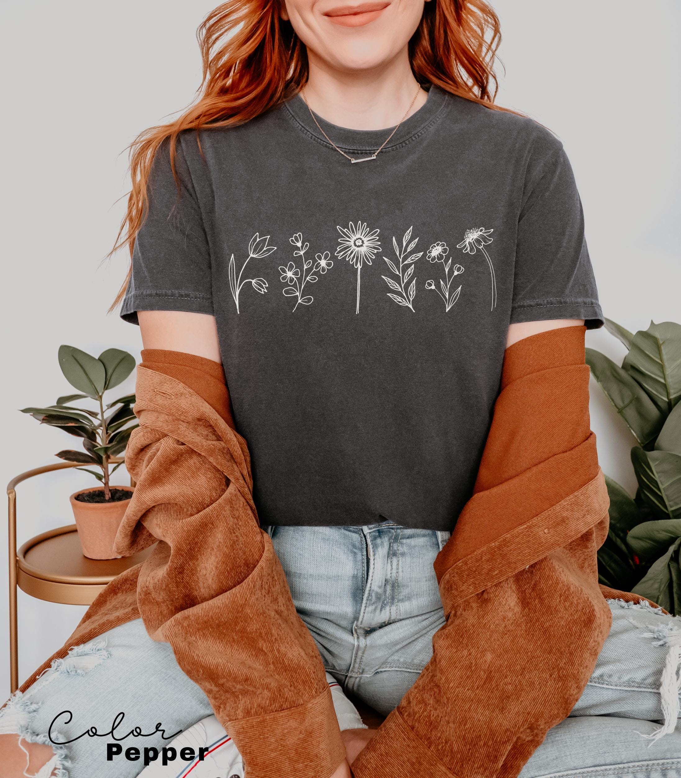 Comfort Colors® Wildflower Shirt, Floral Cottagecore Shirt, Botanical Shirt, Flower Shirt, Nature Shirt, Wildflower Tshirt,Wild Flower Shirt