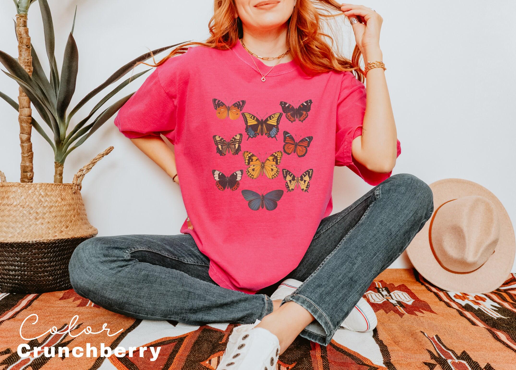 Butterfly Shirt, Butterflies Cottagecore, Hello Spring, Moth Insect Shirt, Vintage Soft tshirt, Comfort Colors Moth Boho TShirt,