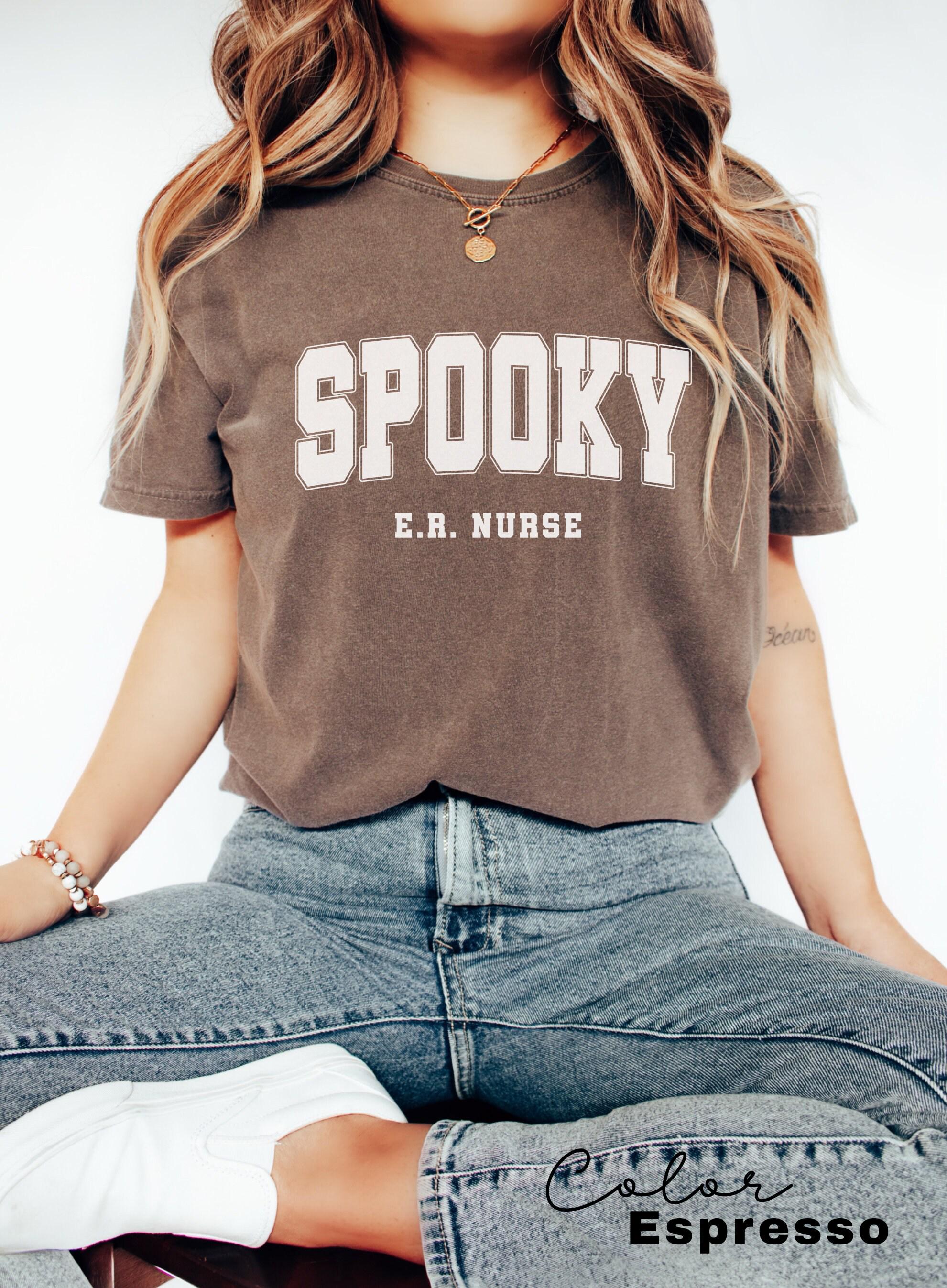 Comfort Colors® ER Nurse Halloween Shirt, Halloween Emergency Room Nurse Shirt Spooky ER Nurse Tshirt Emergency Department Shirt, ER Crew,