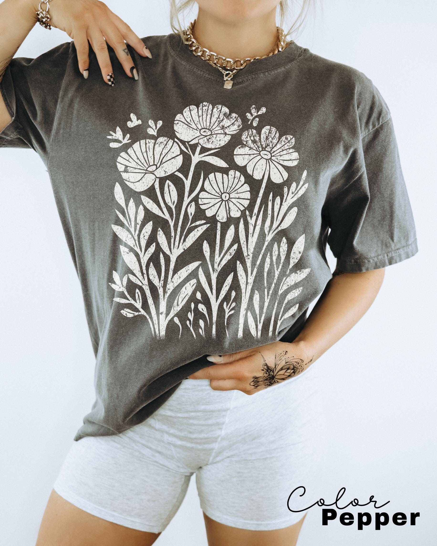 Comfort Colors® Wildflower Shirt, Floral Cottagecore Shirt, Botanical Shirt, Flower Shirt, Nature Shirt, Wildflower Tshirt,Wild Flower Shirt