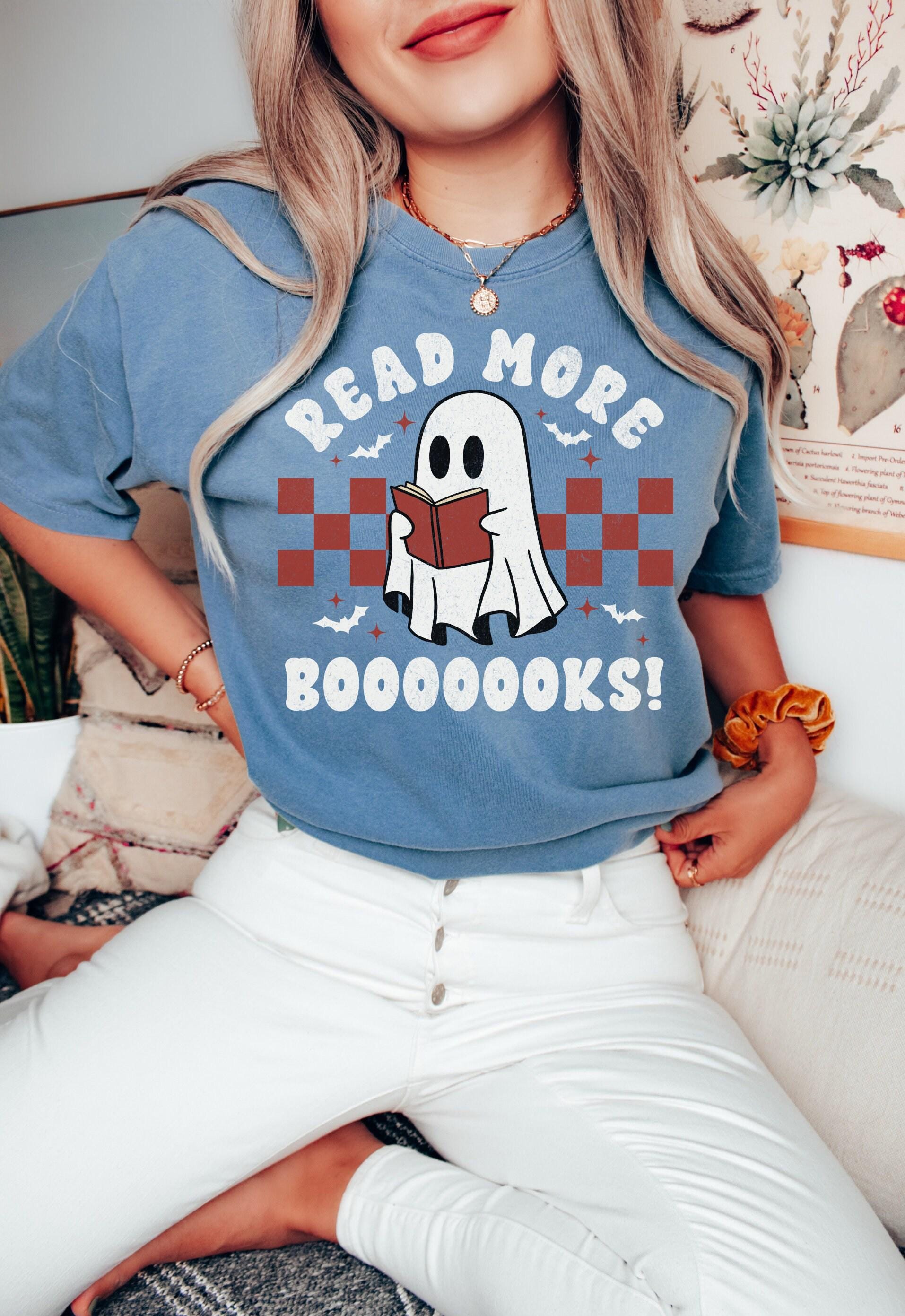Comfort Colors® Teacher Halloween Shirt Retro, Read More Books, Halloween Teacher Shirt, Cute Spooky Teacher Shirt, Ghost Pumpkin Shirt