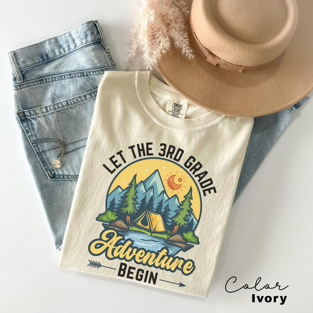 Comfort Colors® Let the 3rd Grade Adventure Begin Teacher Shirt, Back to School Third Grade Teacher Shirt, 1st Day Of School Teacher Shirt