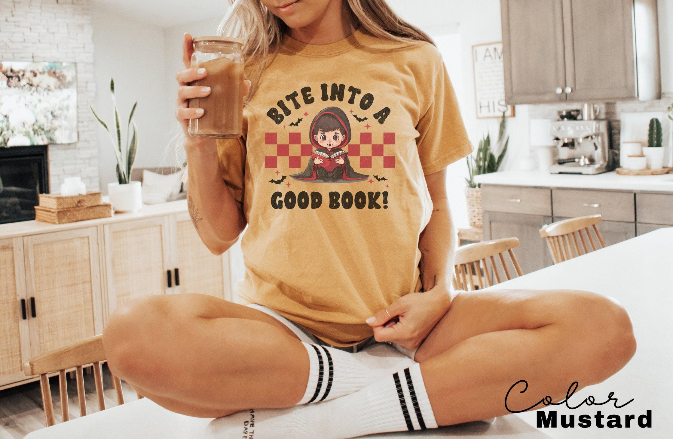 Comfort Colors® Teacher Halloween Shirt, Bite Into a Good Book, Halloween Teacher Shirt, Trick or Teach Shirt, Spooky Teacher T-shirt,