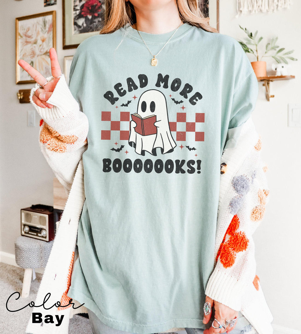 Comfort Colors® Teacher Halloween Shirt Retro, Read More Books, Halloween Teacher Shirt, Cute Spooky Teacher Shirt, Ghost Pumpkin Shirt