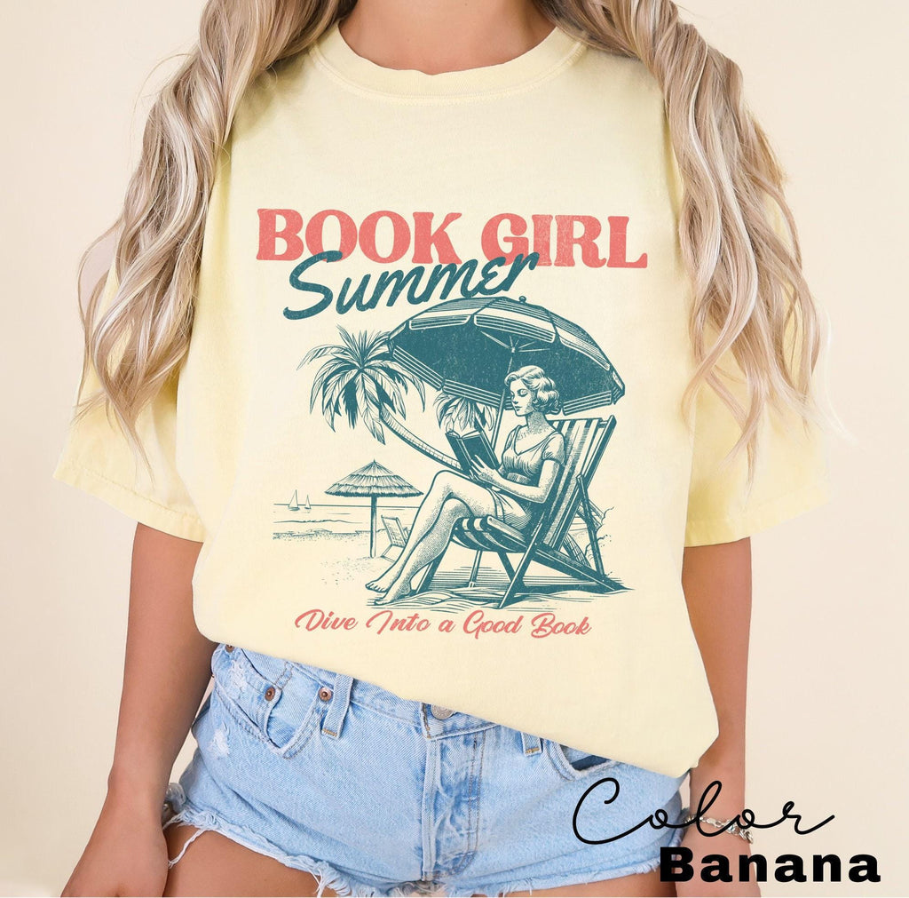 Book Girl Summer Shirt, Beach Book Lover Summer Bookish Funny Reader Oversized Beach Shirt Bookish Vacation Shirt Coconut Girl Romance Book