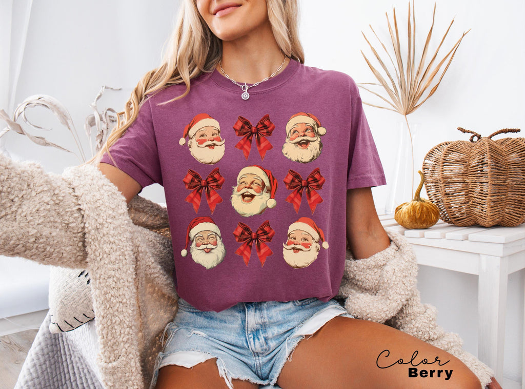 Christmas Coquette Bow Comfort Colors®, Woman Xmas Shirt, Christmas Girl Sweatshirt, Cute Winter Shirt, Retro Holiday, Merry Christmas