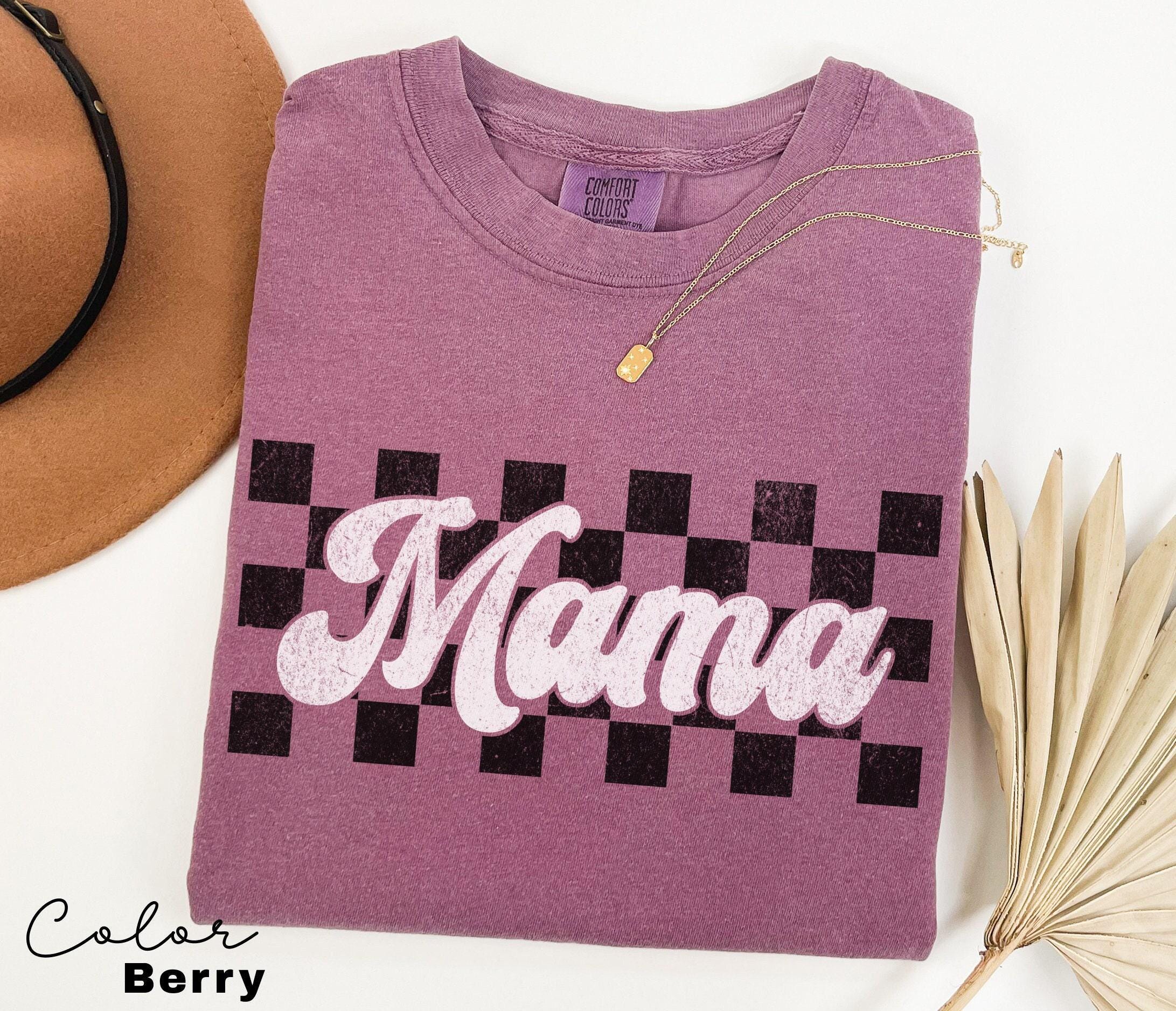 Comfort Colors® Retro Checkered Mama Graphic Tee, Comfort Colors Mama Checkered Shirt, Comfort Colors Mama Shirt, Motherhood Shirt, New Mom