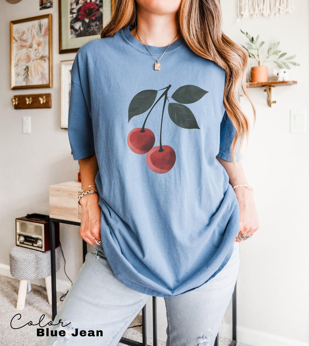 Cute Cherry Shirt, Summer Cherry Shirt, Cottagecore Fruit Tshirt, Cherry Graphic Shirt, Botanical Garden Tshirt, Cherry Gift, Summer Tee