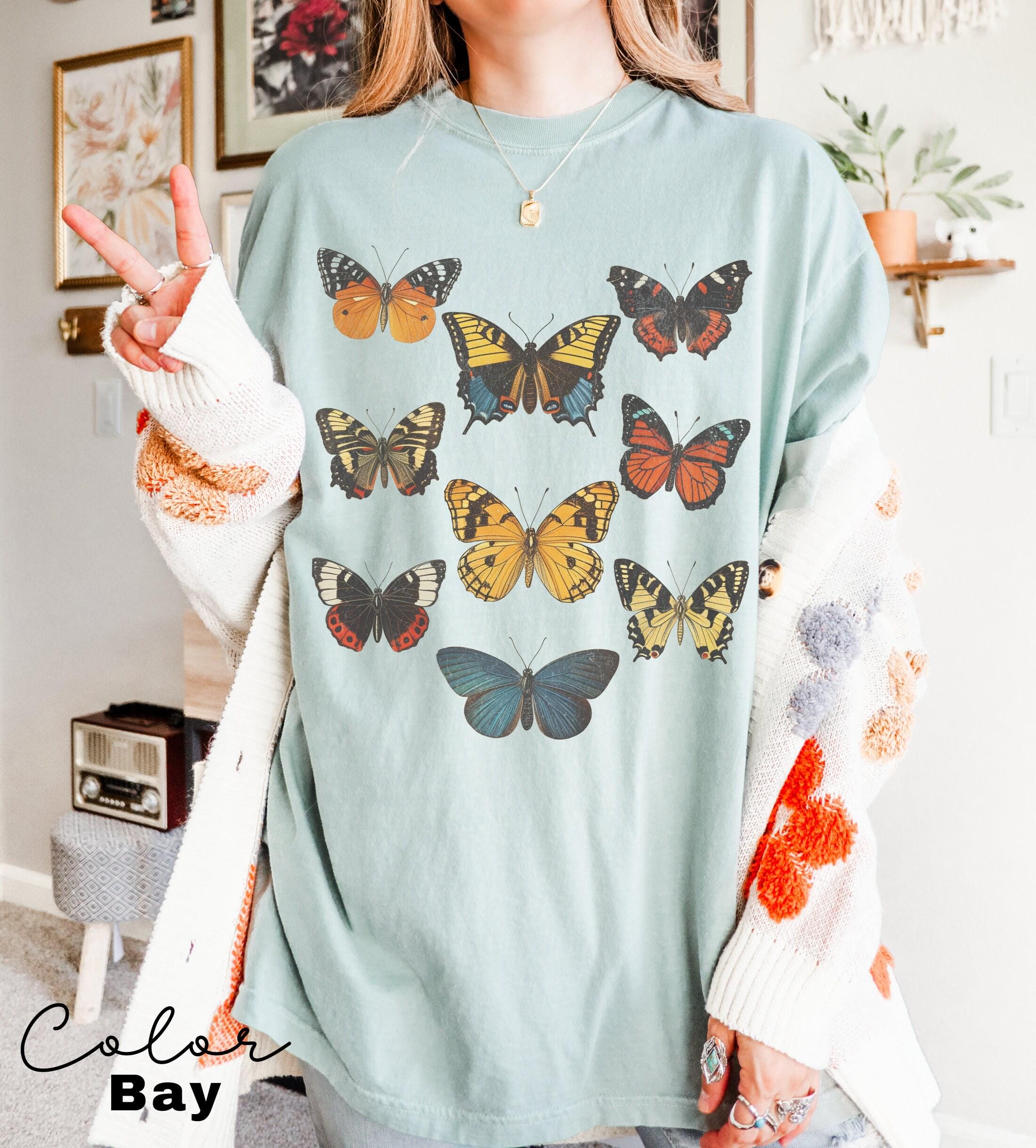 Butterflies Shirt, Cottagecore Tee, Summer Shirt, Shirts for Nature Lovers, Oversized Tee, Comfort Colors, Hiking Shirt, Moth butterfly