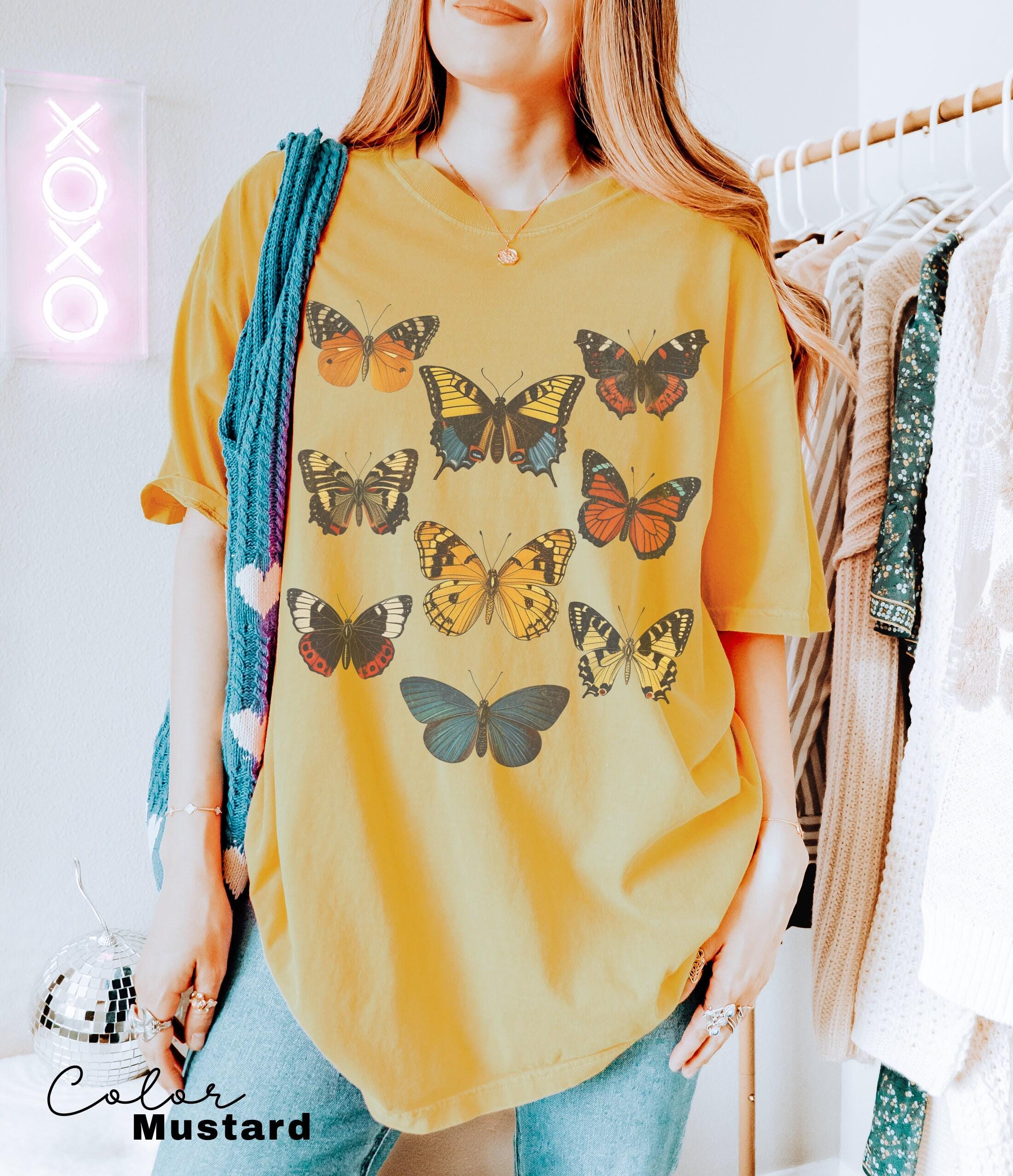 Butterflies Shirt, Cottagecore Tee, Summer Shirt, Shirts for Nature Lovers, Oversized Tee, Comfort Colors, Hiking Shirt, Moth butterfly