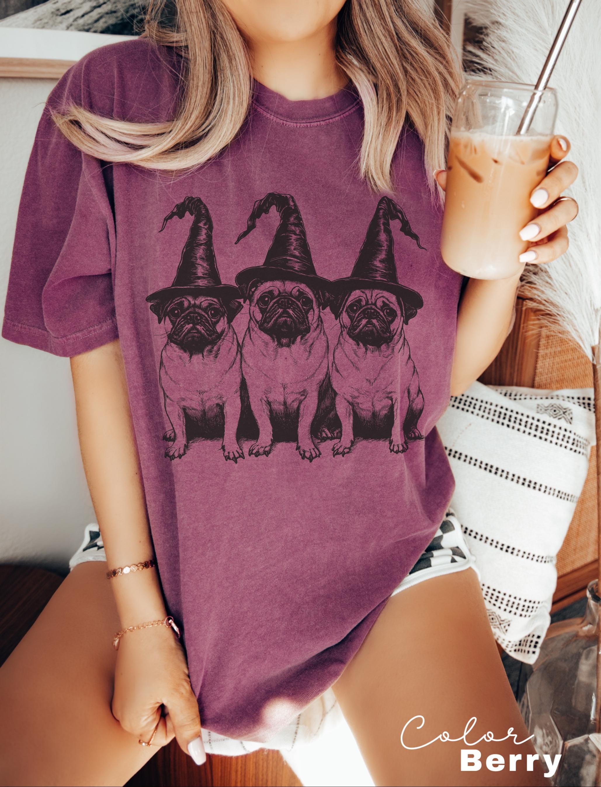 Pug Halloween Shirt Witch, Pug Halloween, Spooky Halloween Dog Mom T-Shirt, Pug mom, Pug fall, Pug mom Tee, Dog Lover Gift for Friend,