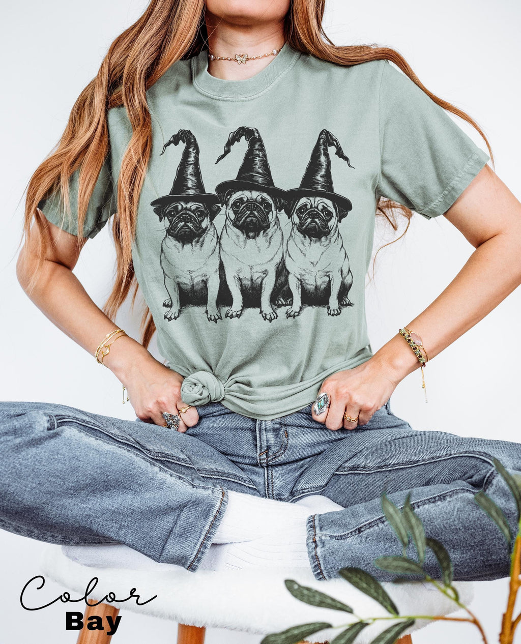 Pug Halloween Shirt Witch, Pug Halloween, Spooky Halloween Dog Mom T-Shirt, Pug mom, Pug fall, Pug mom Tee, Dog Lover Gift for Friend,