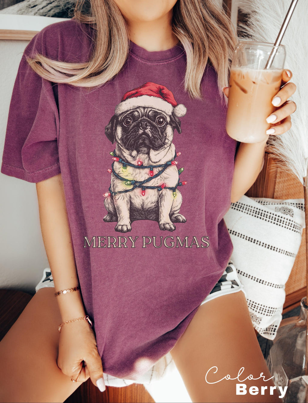 Merry Pugmas Shirt, Christmas Pug Shirt, Pug Mom Christmas Shirt, Pug Mama Xmas Gift, Santa Hat Pug T-Shirt, Pug Lover Xmas Shirt