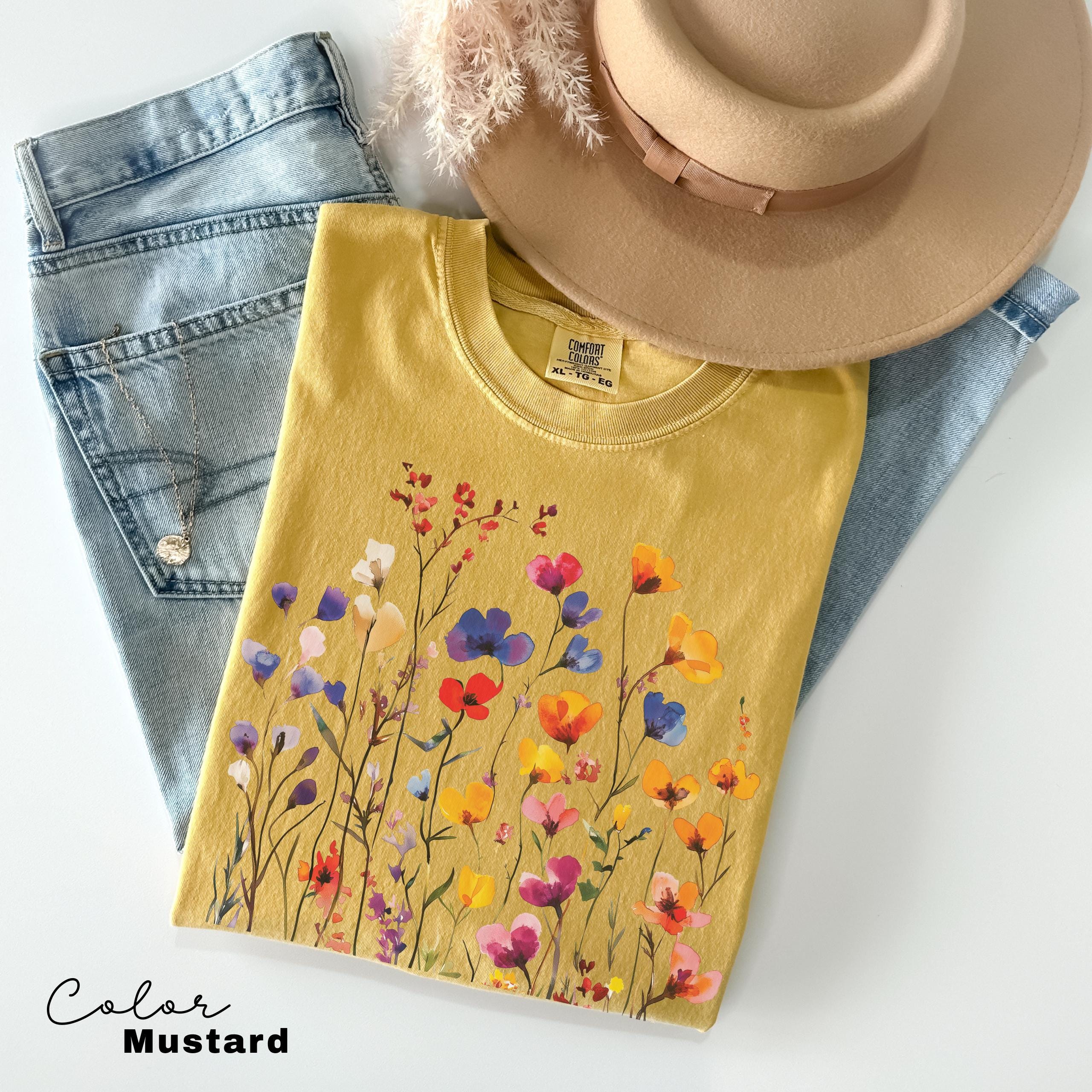 Vintage Pressed Flowers Shirt, Wildflowers Cottagecore Tshirt, Botanical Floral Shirt, Flower, Nature Shirt, Gardener Gift, Spring, Summer