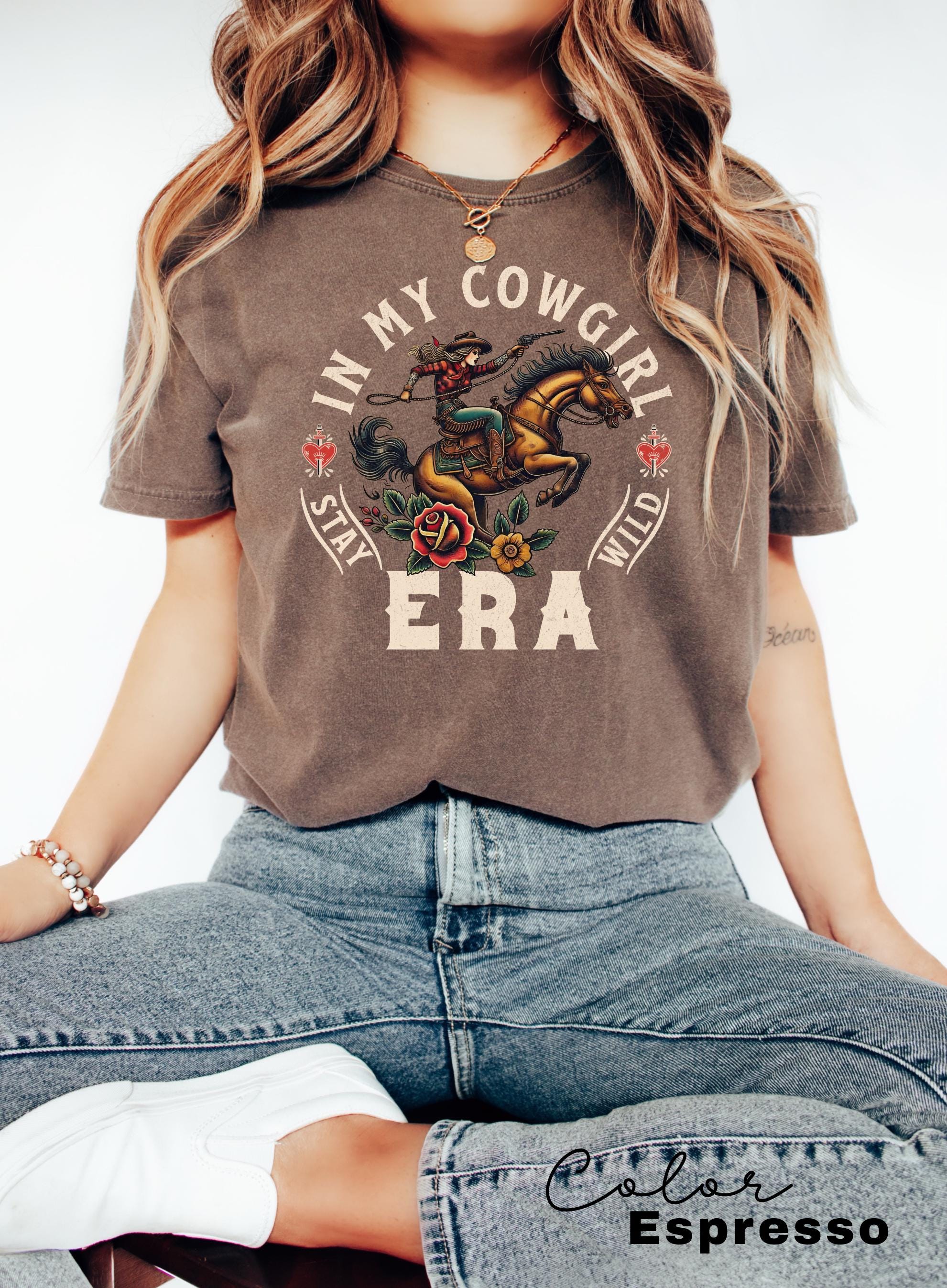 Retro Western Cowgirl Shirt, In My Cowgirl Era, Vintage Cowgirl Shirt, Retro Rodeo, Country Western Aesthetic Oversized Tee