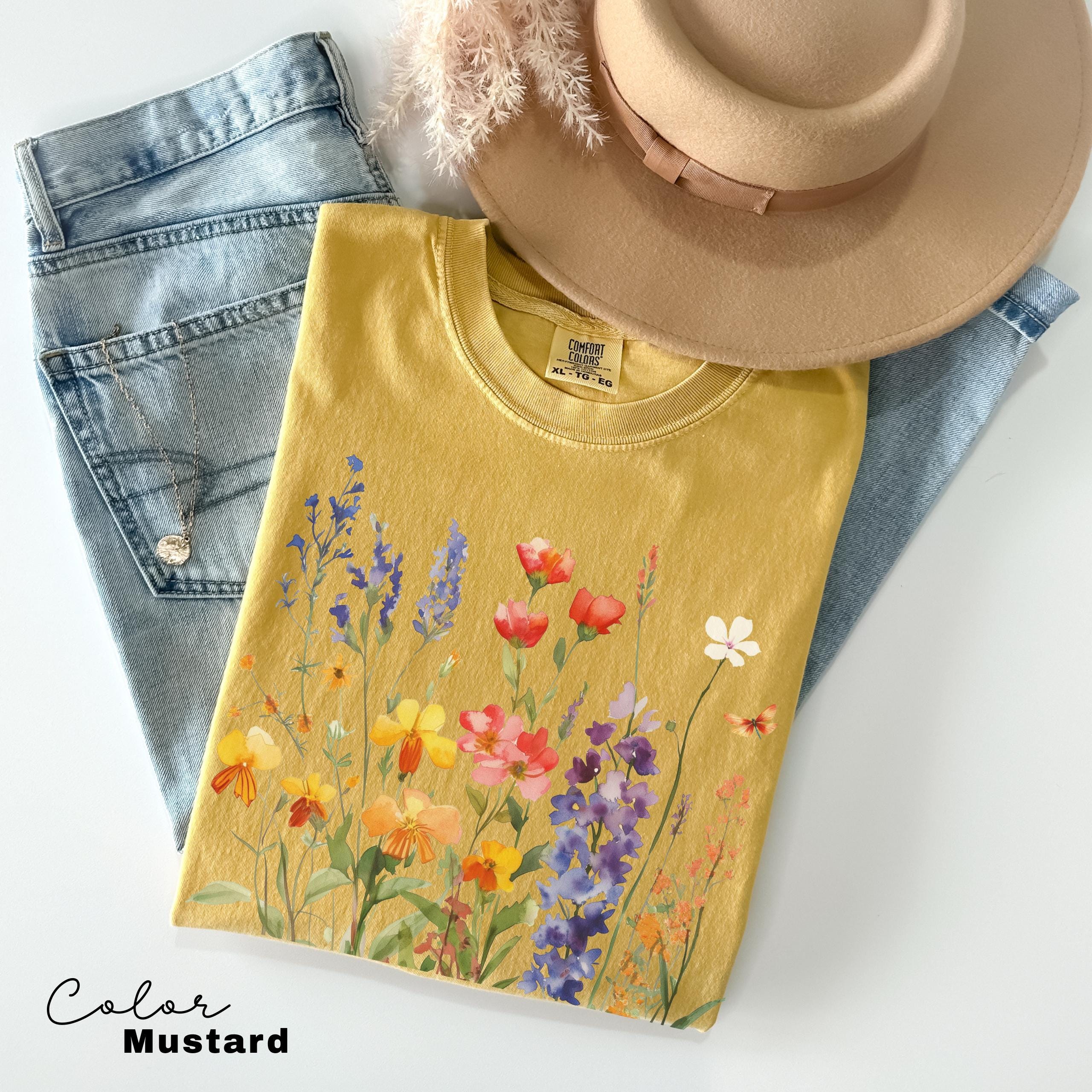 Vintage Pressed Flowers Shirt, Wildflowers Cottagecore Tshirt, Botanical Floral Shirt, Flower, Nature Shirt, Gardener Gift, Spring, Summer