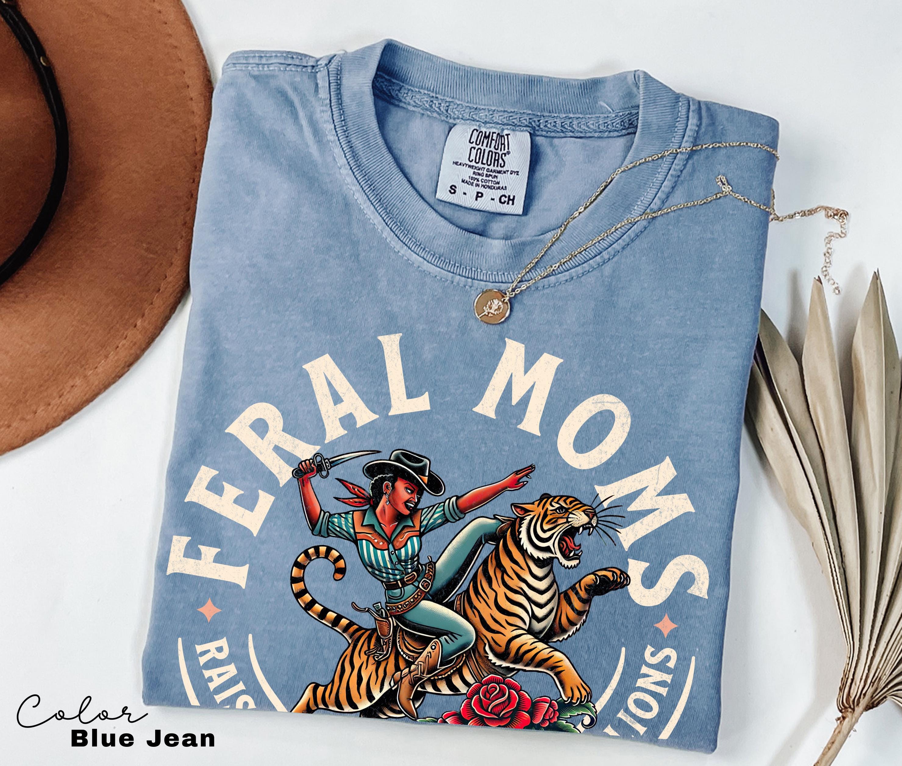 Feral Moms Social Club Shirt, Comfort Colors Vintage Graphic Tee,Black Mom Shirt, Somebody's Feral Wife, Mom Life Tshirt, Trendy Mom Apparel