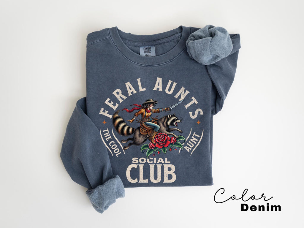 Feral Aunt Social Club Sweatshirt, New Aunt Gift, Funny Aunt, Cool Auntie Shirt, Pregnancy Announcement For Aunt, Gift for Aunt Sweater,