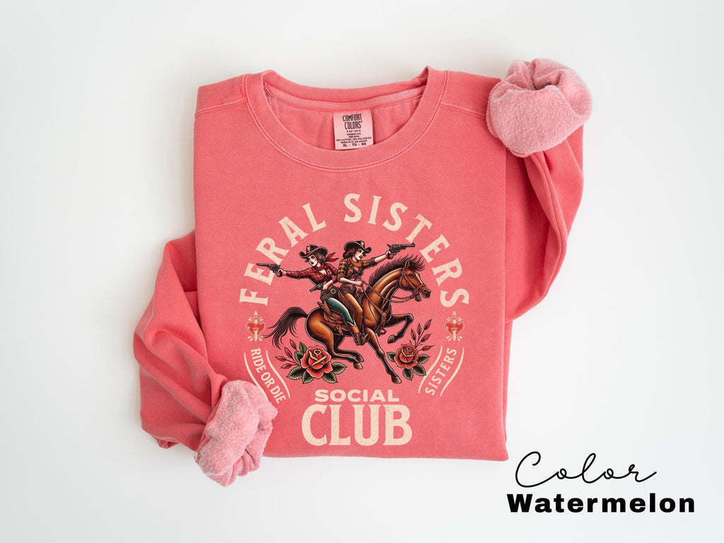 Feral Sisters Social Club Sweatshirt, Funny Sister Gift, Rider or Die, Gifts For Sisters, Siblings, Besties, Big Little Sister, Crewneck