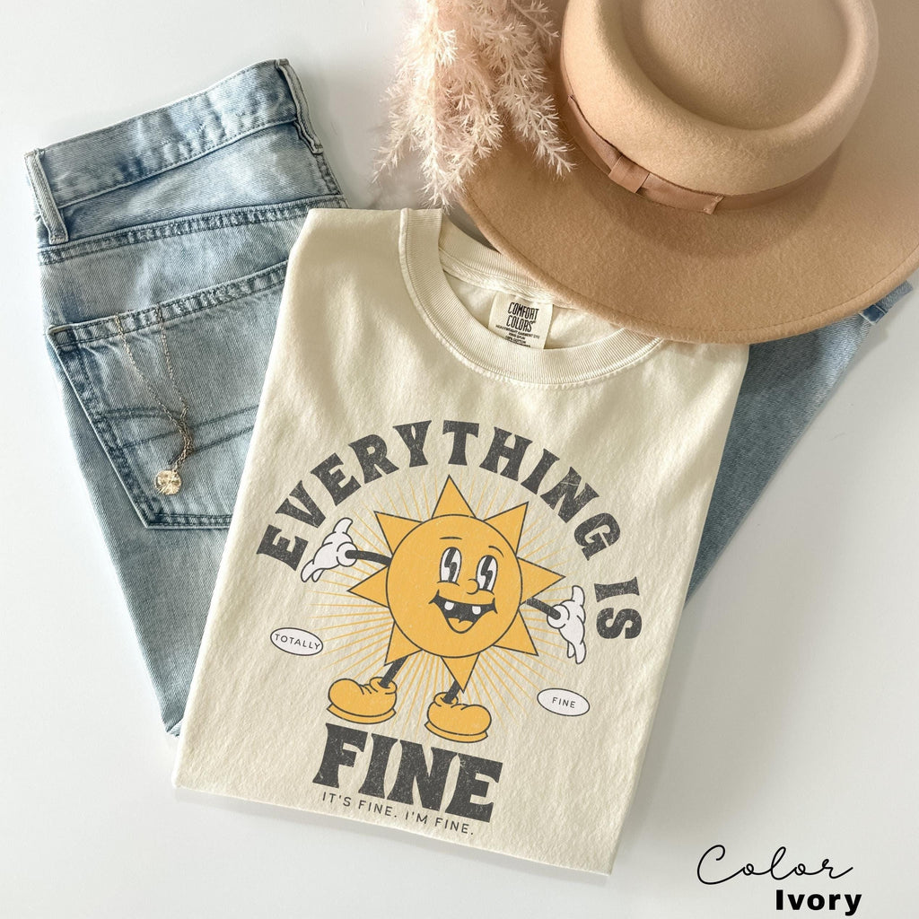 Everything is Fine I'm Fine Shirt, Sarcastic Shirt, Unhinged Shirt, Weirdcore, Funny Mental Health Meme, Dark Humor, Retro Cartoon Shirt