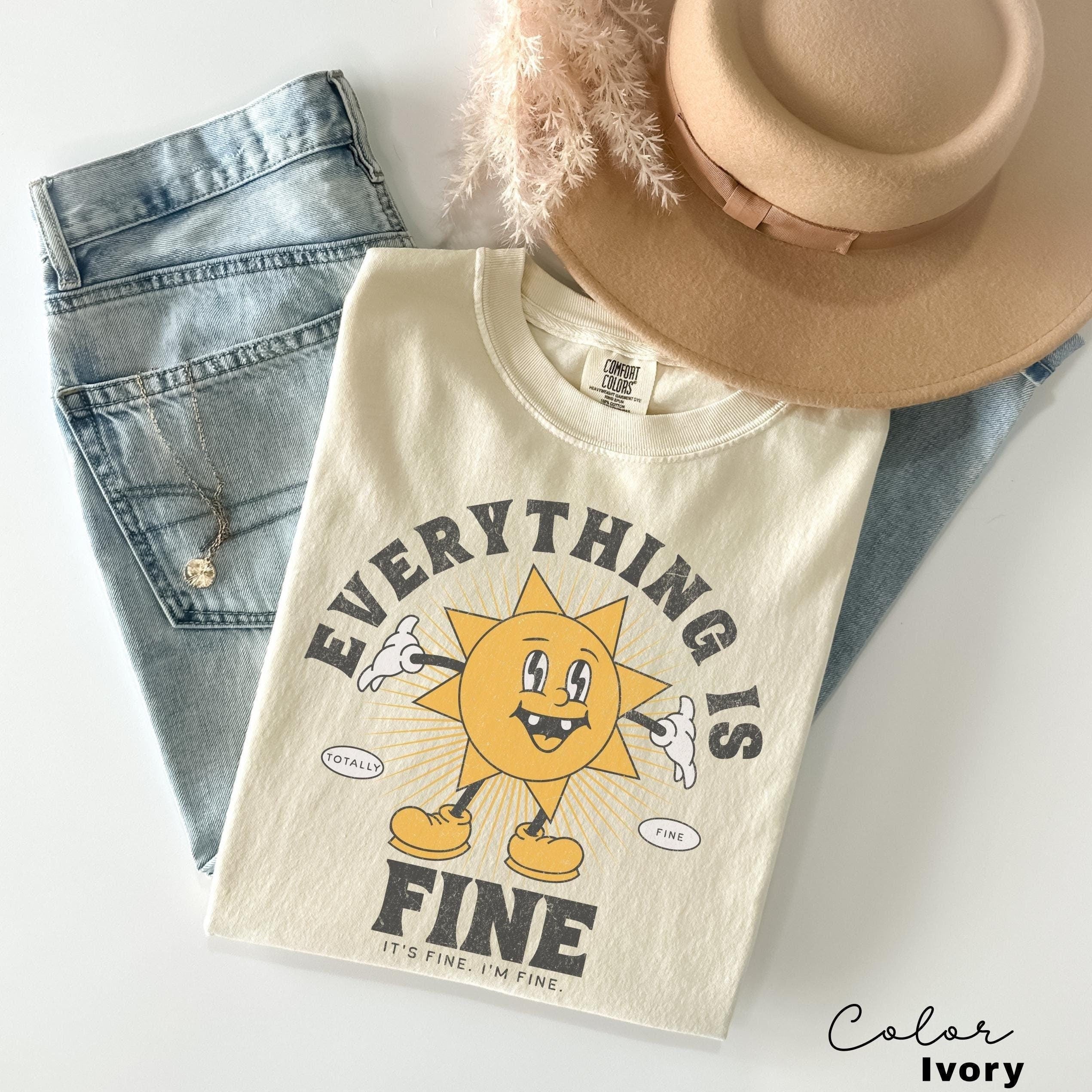 Everything is Fine I'm Fine Shirt, Sarcastic Shirt, Unhinged Shirt, Weirdcore, Funny Mental Health Meme, Dark Humor, Retro Cartoon Shirt