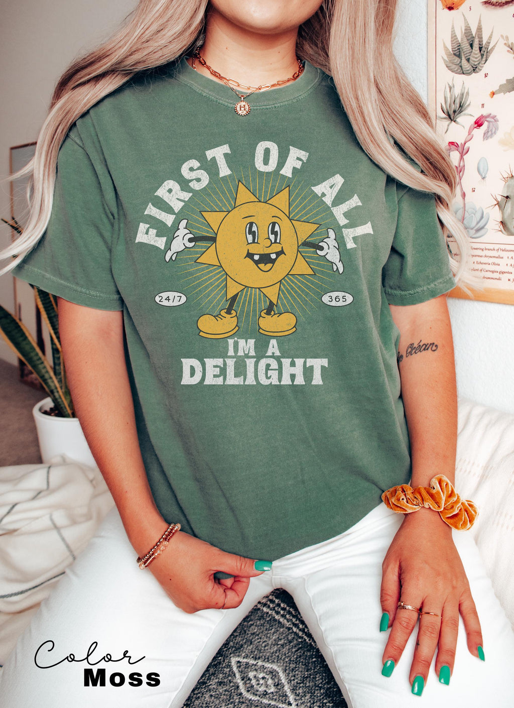 First Of All I'm A Delight Sarcastic Shirt, Cute Sarcastic, Retro Tee, Sarcastic Self Love Shirt, Sarcasm shirt, Funny Mental Health Shirt,
