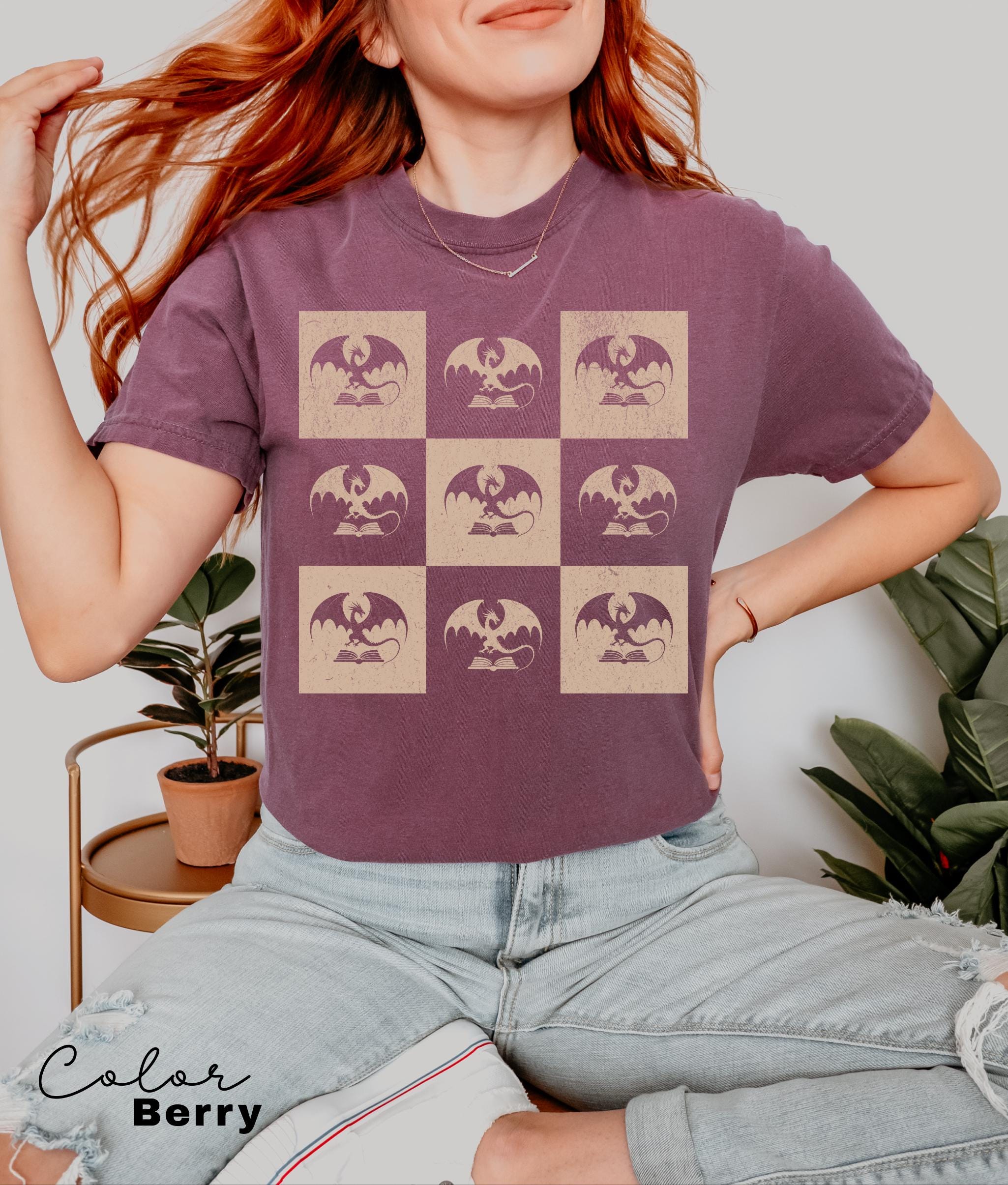 Fantasy Reader Comfort Colors Shirt for Romance Reader, Dragon Book Lover Shirt, Book Nerd Shirt, Reading Lover Shirt, Librarian Shirt,