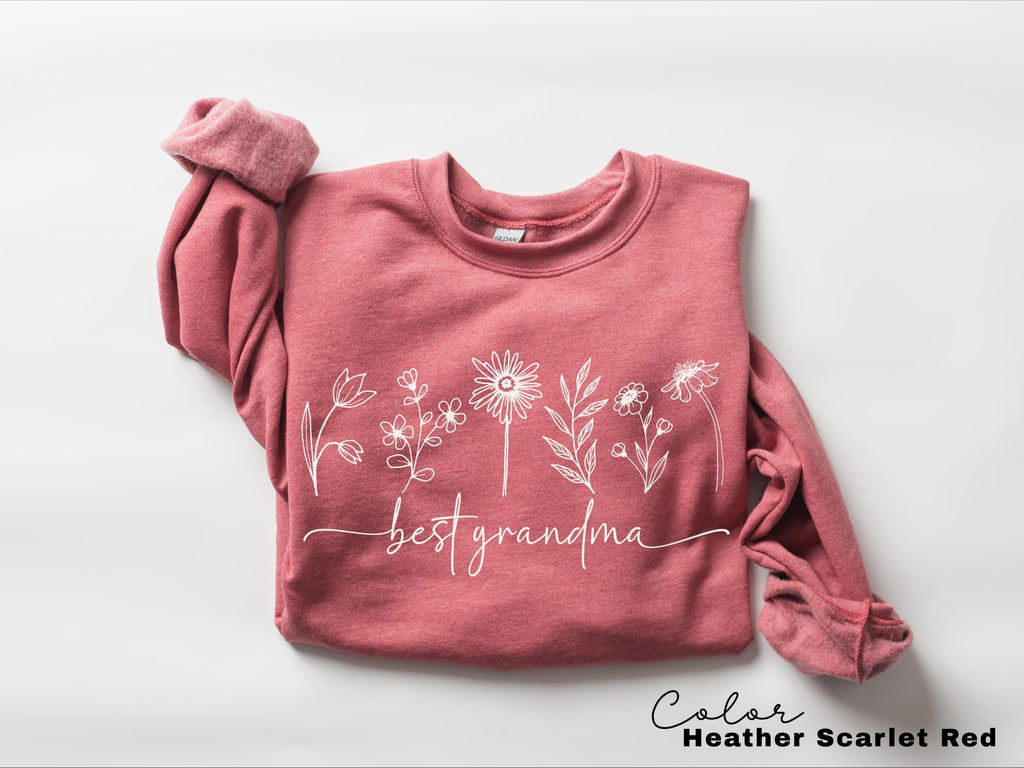 Best Grandma Sweatshirt, Pregnancy Announcement Gift, Mothers Day, New Grandma Gift, Nana Sweatshirt, Floral Sweatshirt, Flower Crewneck