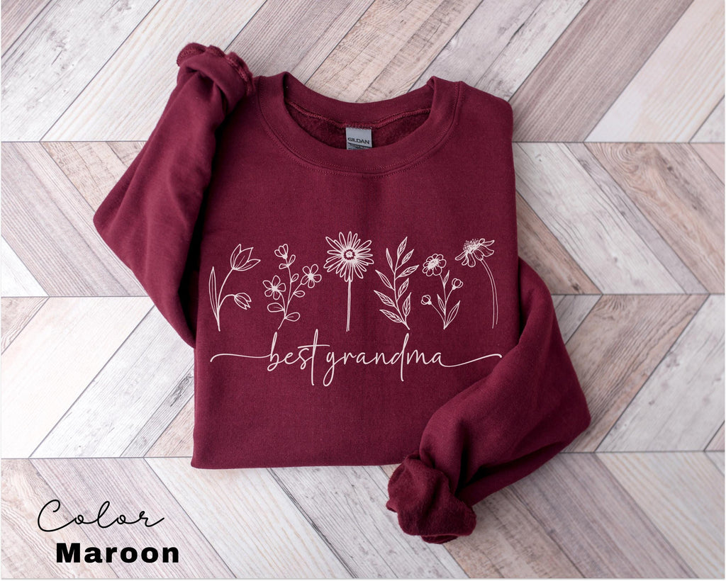 Best Grandma Sweatshirt, Pregnancy Announcement Gift, Mothers Day, New Grandma Gift, Nana Sweatshirt, Floral Sweatshirt, Flower Crewneck