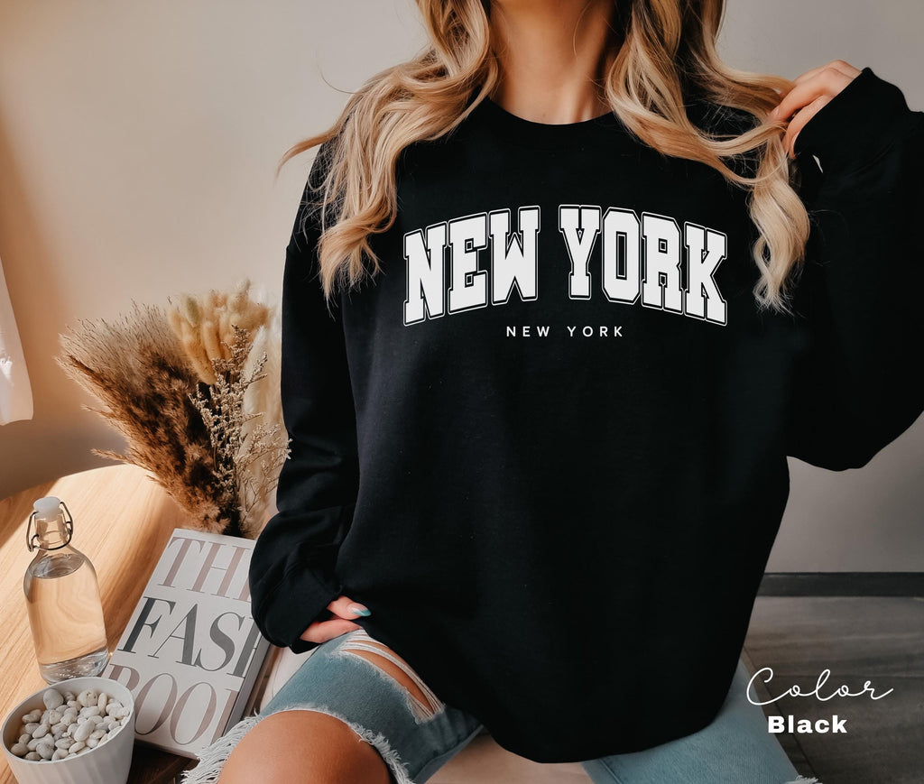 Preppy New York Sweatshirt, New York Pullover, Vintage Varsity Aesthetic, Trendy Travel Destination Gift, Unisex Crewneck Sweatshirt, NYC,