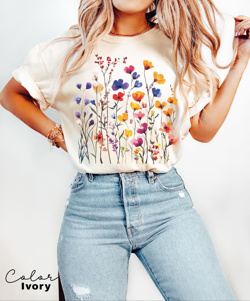Vintage Pressed Flowers Shirt, Wildflowers Cottagecore Tshirt, Botanical Floral Shirt, Flower, Nature Shirt, Gardener Gift, Spring, Summer