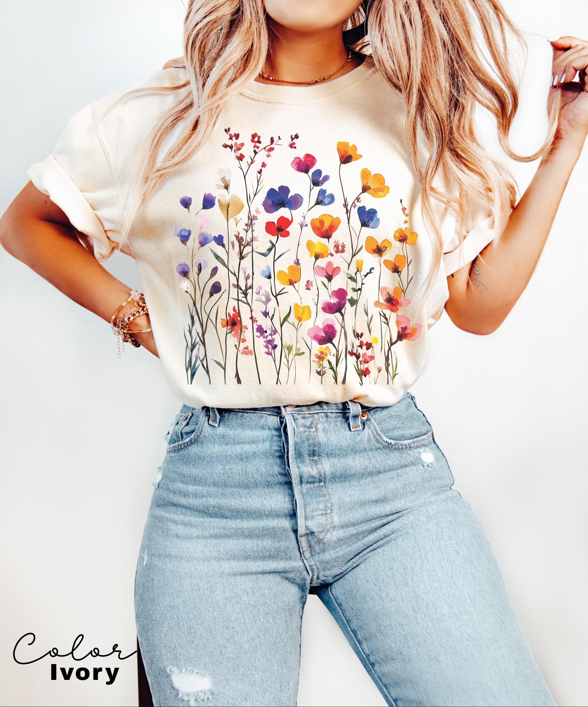 Vintage Pressed Flowers Shirt, Wildflowers Cottagecore Tshirt, Botanical Floral Shirt, Flower, Nature Shirt, Gardener Gift, Spring, Summer