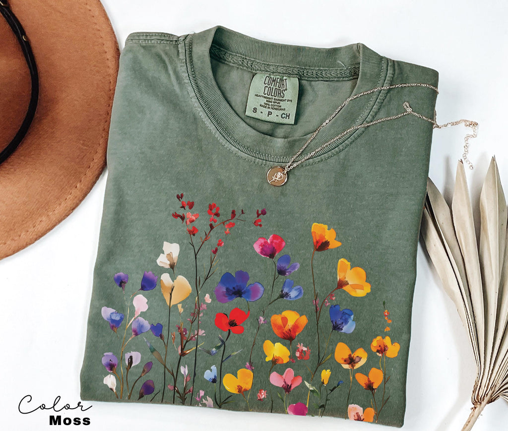 Vintage Pressed Flowers Shirt, Wildflowers Cottagecore Tshirt, Botanical Floral Shirt, Flower, Nature Shirt, Gardener Gift, Spring, Summer