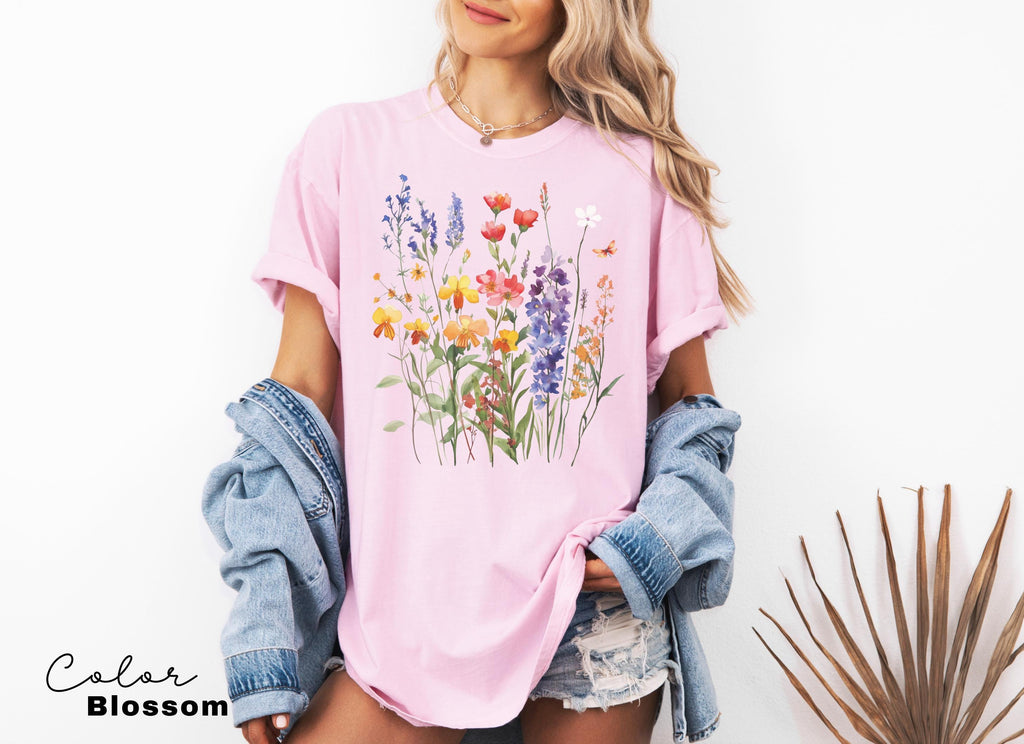 Vintage Pressed Flowers Shirt, Wildflowers Cottagecore Tshirt, Botanical Floral Shirt, Flower, Nature Shirt, Gardener Gift, Spring, Summer