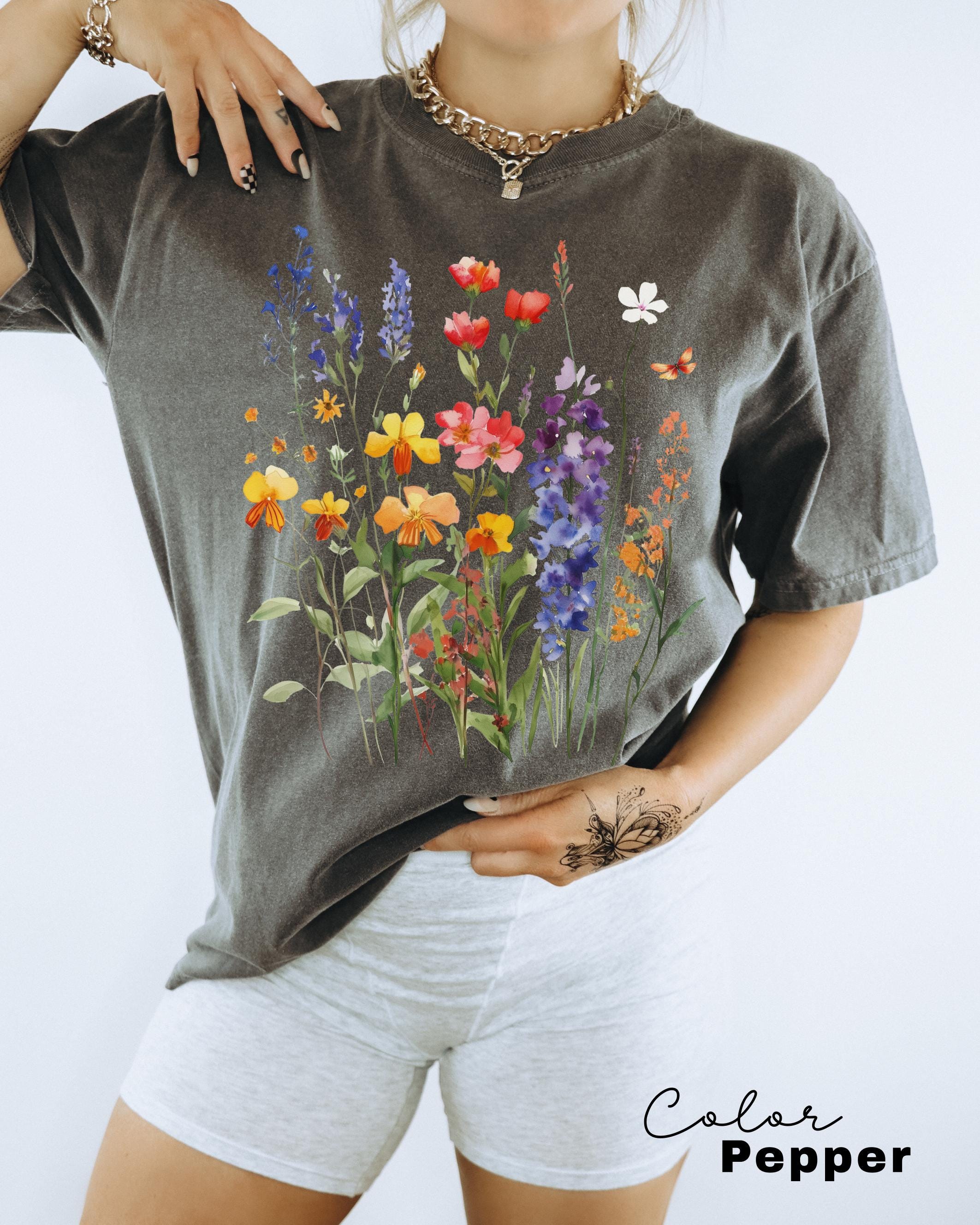Vintage Pressed Flowers Shirt, Wildflowers Cottagecore Tshirt, Botanical Floral Shirt, Flower, Nature Shirt, Gardener Gift, Spring, Summer
