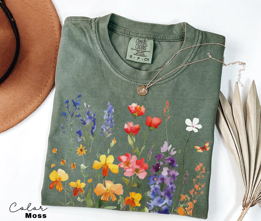 Vintage Pressed Flowers Shirt, Wildflowers Cottagecore Tshirt, Botanical Floral Shirt, Flower, Nature Shirt, Gardener Gift, Spring, Summer