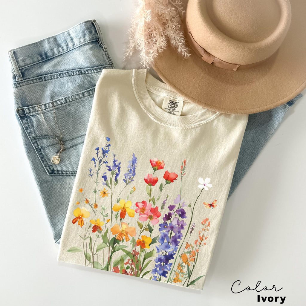 Vintage Pressed Flowers Shirt, Wildflowers Cottagecore Tshirt, Botanical Floral Shirt, Flower, Nature Shirt, Gardener Gift, Spring, Summer