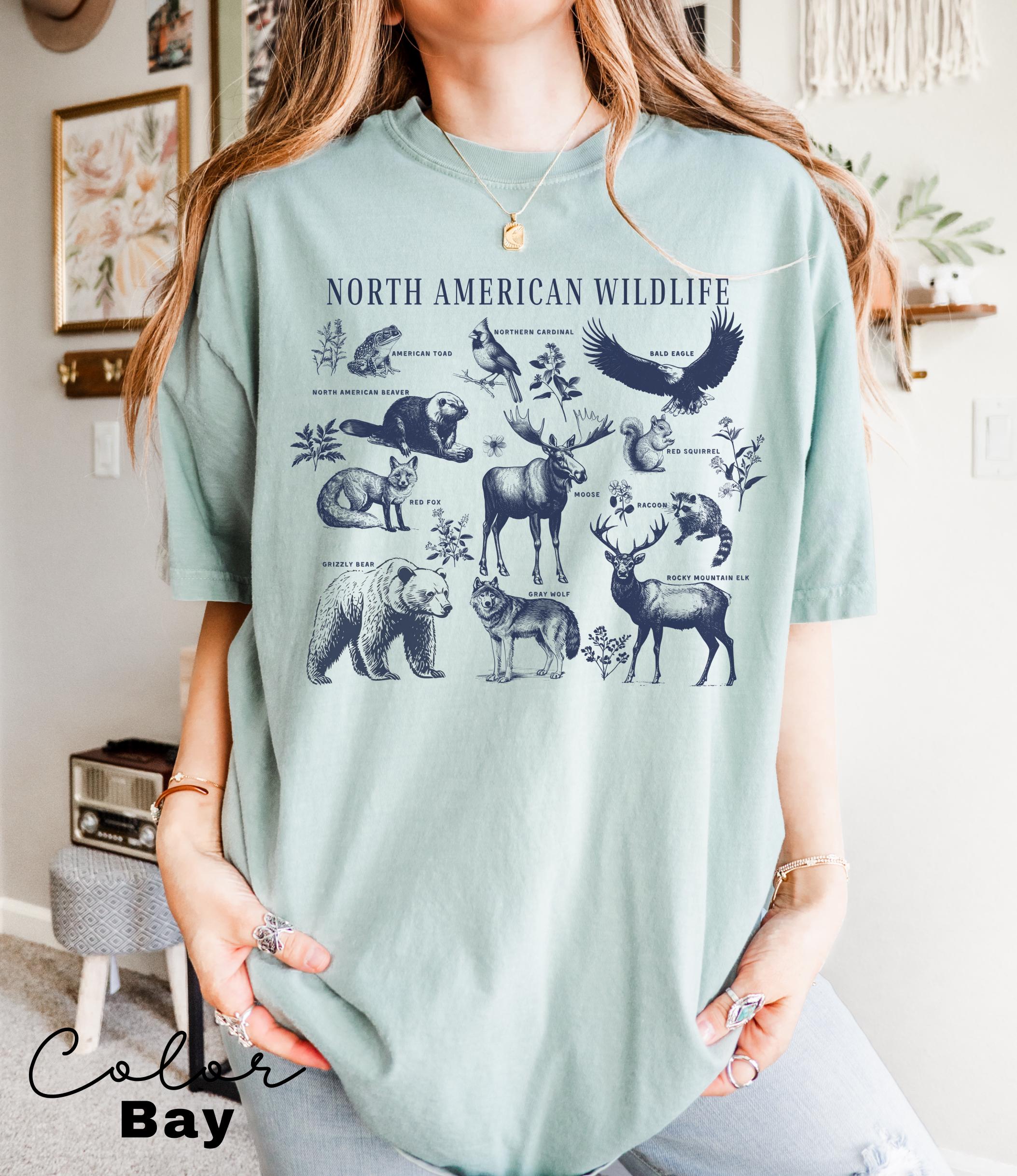 Nature Shirt, North American Wildlife, Vintage 90s Unisex T-Shirt, Retro Forest Animals, National Parks, Camping Nature Lover, Forestcore,
