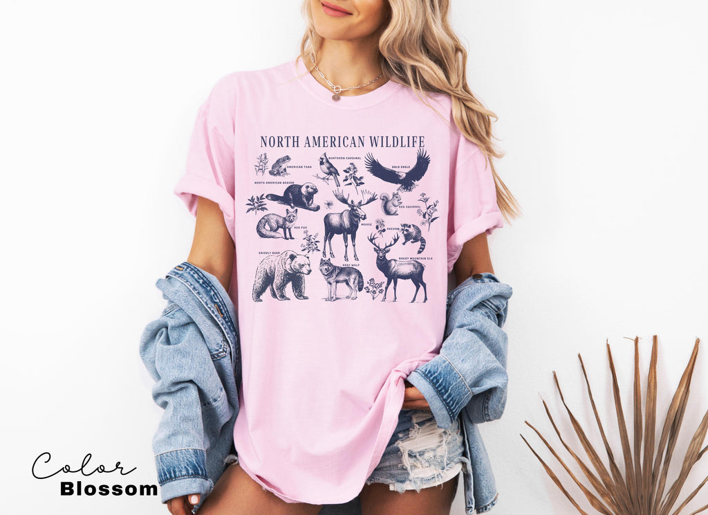 Nature Shirt, North American Wildlife, Vintage 90s Unisex T-Shirt, Retro Forest Animals, National Parks, Camping Nature Lover, Forestcore,