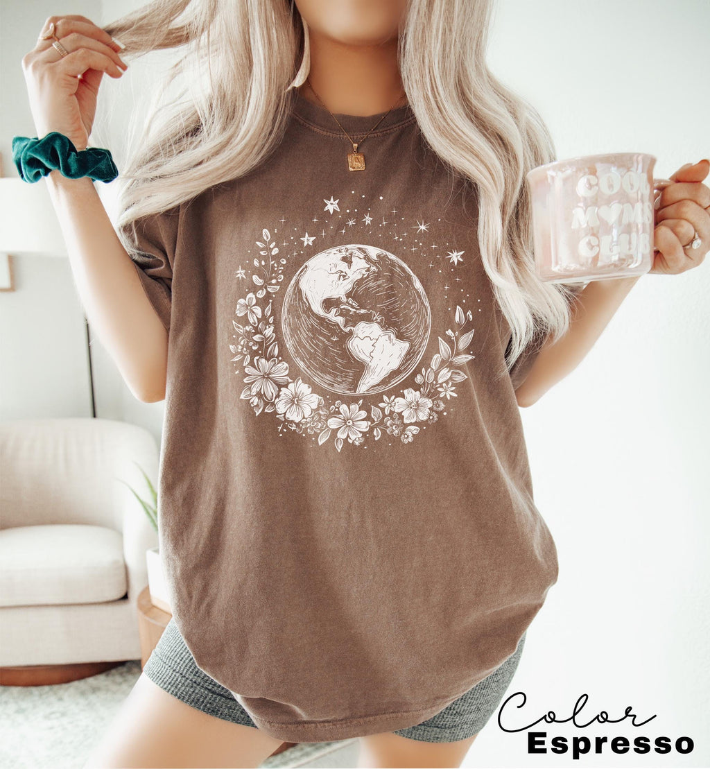 Earth Shirt, Earth Day Shirt, Nature Shirt, Celestial Shirt, Wildflower Tee, Environmental T-Shirt, Recycle Shirt, Save The Planet Shirt,