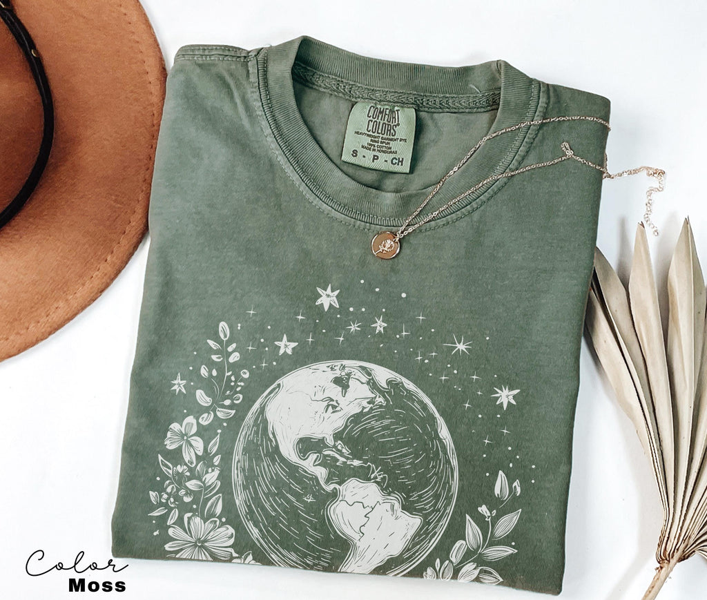 Earth Shirt, Earth Day Shirt, Nature Shirt, Celestial Shirt, Wildflower Tee, Environmental T-Shirt, Recycle Shirt, Save The Planet Shirt,