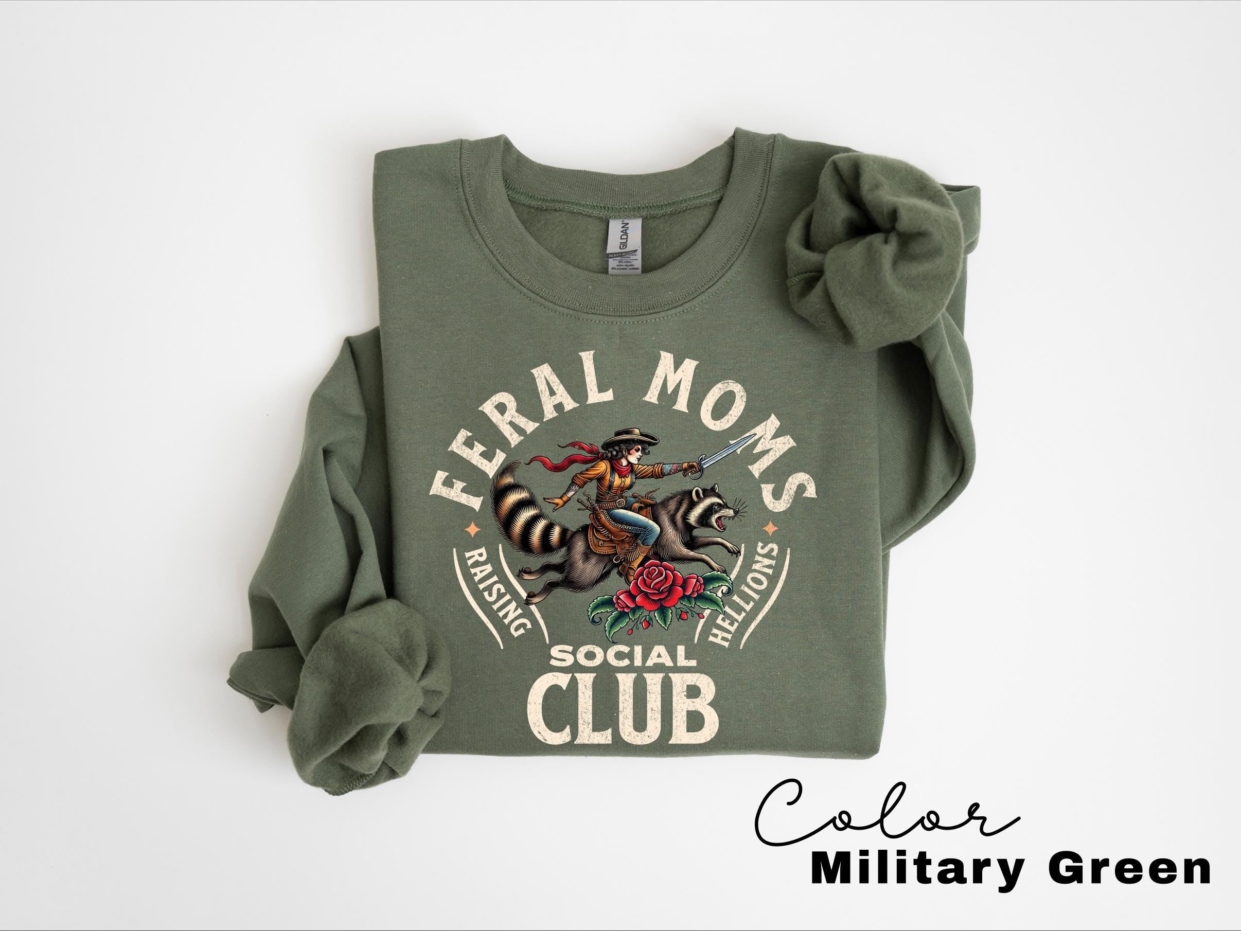 Feral Moms Social Club Sweatshirt, Feral Racoon, Somebody's Feral Wife, Mom Life Sweatshirt, Trendy Mom Apparel, Crewneck Sweatshirt,