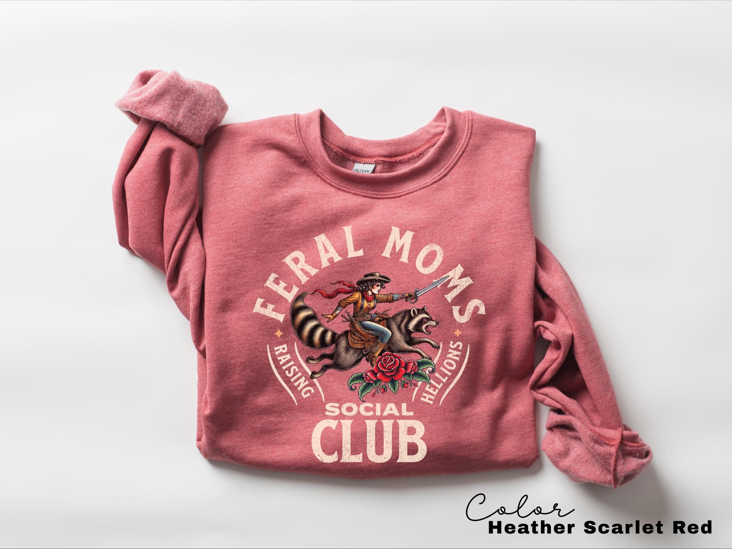 Feral Moms Social Club Sweatshirt, Feral Racoon, Somebody's Feral Wife, Mom Life Sweatshirt, Trendy Mom Apparel, Crewneck Sweatshirt,