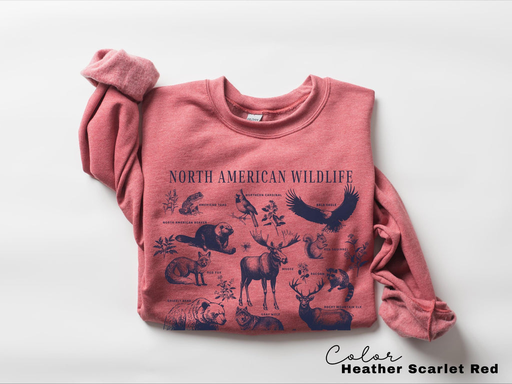 Nature Sweatshirt, North American Wildlife, Vintage 90s Unisex Crewneck, Retro Forest Animals, National Parks, Camping Nature Lover,