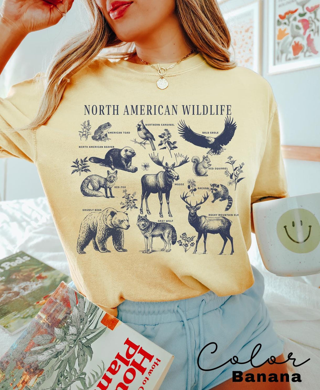 Nature Shirt, North American Wildlife, Vintage 90s Unisex T-Shirt, Retro Forest Animals, National Parks, Camping Nature Lover, Forestcore,