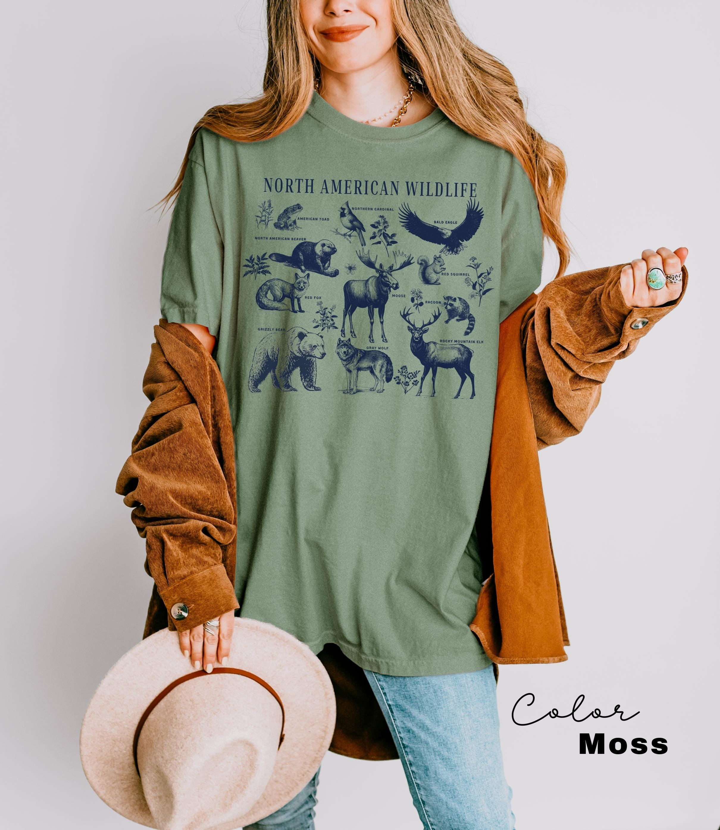 Nature Shirt, North American Wildlife, Vintage 90s Unisex T-Shirt, Retro Forest Animals, National Parks, Camping Nature Lover, Forestcore,