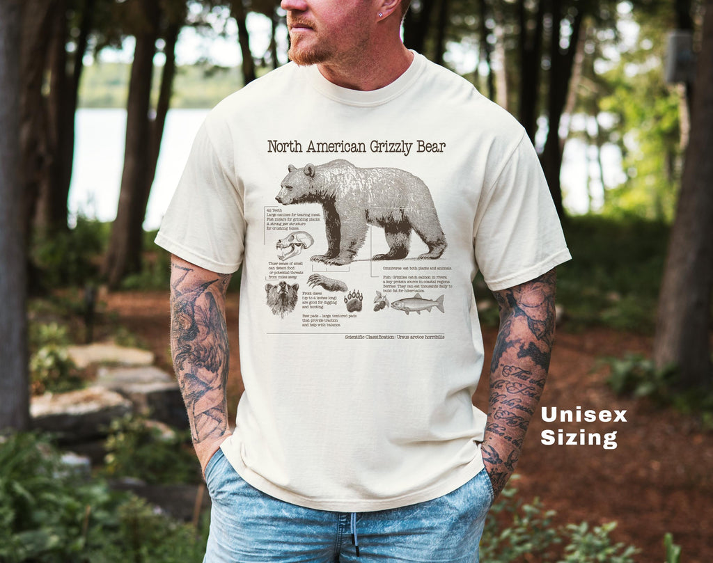 Retro Grizzly Bear Shirt, North American Wildlife Vintage 90s Unisex T-shirt, Nature Shirt, National Parks, Camping Tee, Forestcore, Hiking